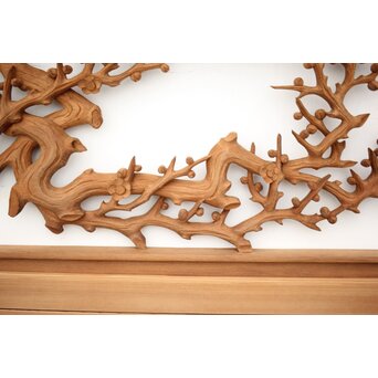 長尺 松竹梅深彫木彫欄間 2枚1組　R2551 