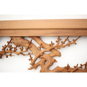 長尺 松竹梅深彫木彫欄間 2枚1組　R2551 