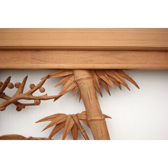 長尺 松竹梅深彫木彫欄間 2枚1組　R2551 