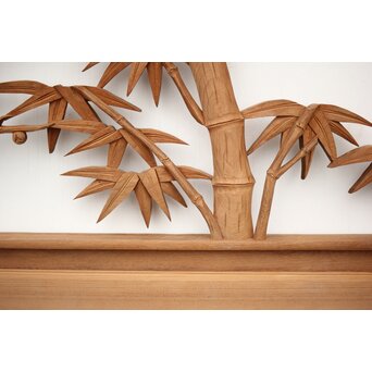 長尺 松竹梅深彫木彫欄間 2枚1組　R2551 