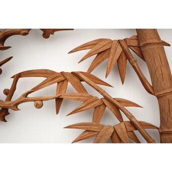 長尺 松竹梅深彫木彫欄間 2枚1組　R2551 