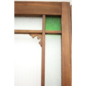 緑色ガラス玄関ガラス戸 2枚1組　GD1277Y 