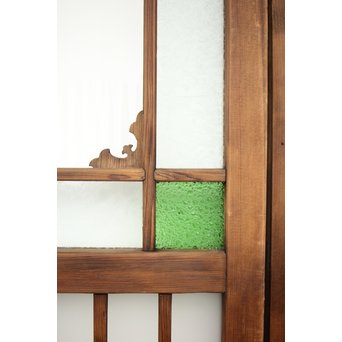 緑色ガラス玄関ガラス戸 2枚1組　GD1277Y 