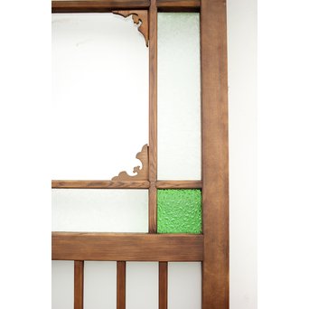 緑色ガラス玄関ガラス戸 2枚1組　GD1277Y 