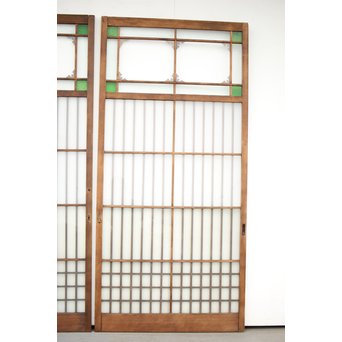 緑色ガラス玄関ガラス戸 2枚1組　GD1277Y 