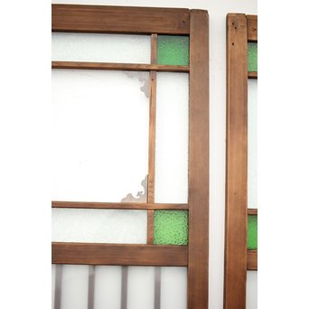 緑色ガラス玄関ガラス戸 2枚1組　GD1277Y 