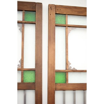 緑色ガラス玄関ガラス戸 2枚1組　GD1277Y 