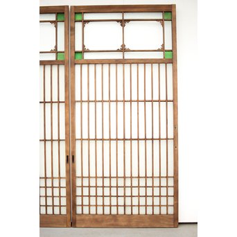 緑色ガラス玄関ガラス戸 2枚1組　GD1277Y 