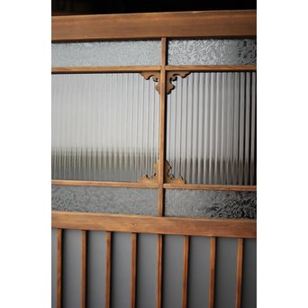 緑色ガラス玄関ガラス戸 2枚1組　GD1277Y 