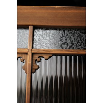 緑色ガラス玄関ガラス戸 2枚1組　GD1277Y 