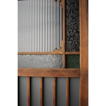 緑色ガラス玄関ガラス戸 2枚1組　GD1277Y 