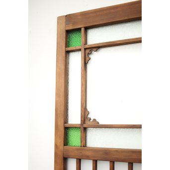 緑色ガラス玄関ガラス戸 2枚1組　GD1277Y 