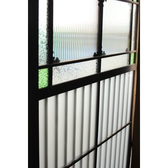 緑色ガラス玄関ガラス戸 2枚1組　GD1277Y 