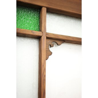 緑色ガラス玄関ガラス戸 2枚1組　GD1277Y 