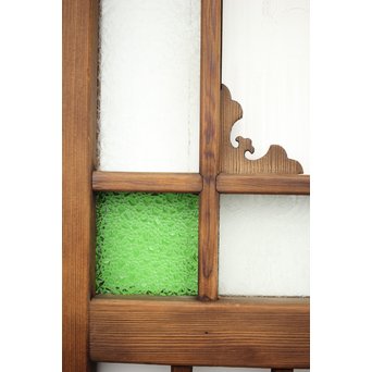 緑色ガラス玄関ガラス戸 2枚1組　GD1277Y 