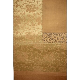 長涼作 農村図 絹本掛軸　Z207 