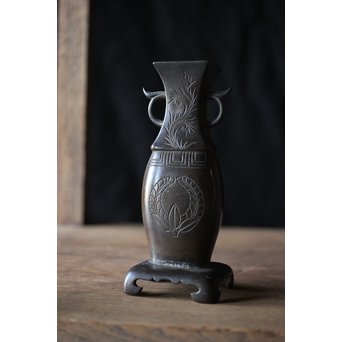 龍雲堂 古銅 花生/小花瓶　M196 