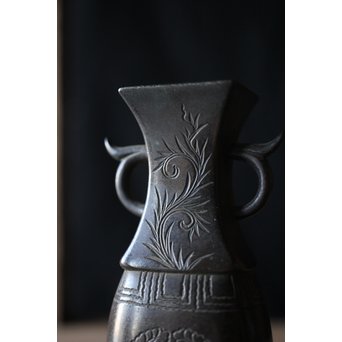 龍雲堂 古銅 花生/小花瓶　M196 