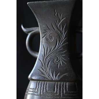 龍雲堂 古銅 花生/小花瓶　M196 