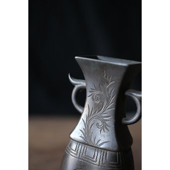 龍雲堂 古銅 花生/小花瓶　M196 