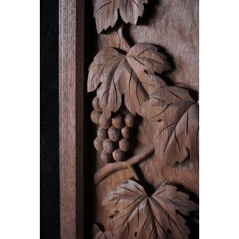 作家物 葡萄に栗鼠 木彫額　X211 