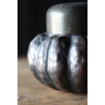 皆川堂 鎚起銅器 瓜型茶入　M198 