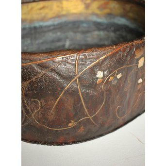 秋草蒔絵 古木桐火鉢/瓶掛　Q099 