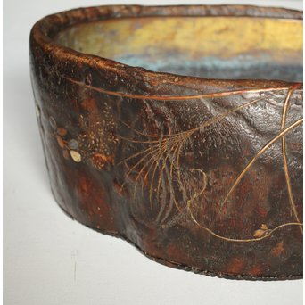 秋草蒔絵 古木桐火鉢/瓶掛　Q099 