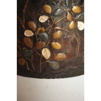 秋草蒔絵 古木桐火鉢/瓶掛　Q099 