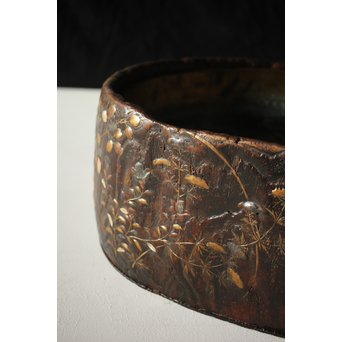 秋草蒔絵 古木桐火鉢/瓶掛　Q099 