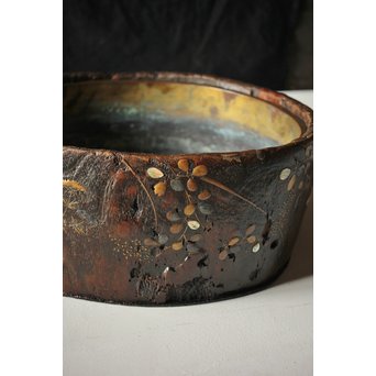 秋草蒔絵 古木桐火鉢/瓶掛　Q099 