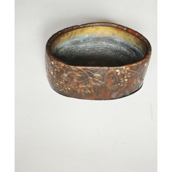 秋草蒔絵 古木桐火鉢/瓶掛　Q099 