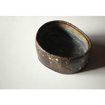 秋草蒔絵 古木桐火鉢/瓶掛　Q099 