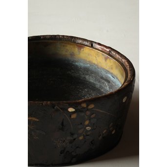 秋草蒔絵 古木桐火鉢/瓶掛　Q099 