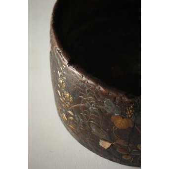 秋草蒔絵 古木桐火鉢/瓶掛　Q099 