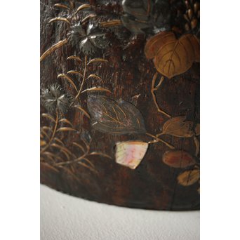 秋草蒔絵 古木桐火鉢/瓶掛　Q099 