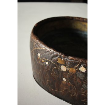 秋草蒔絵 古木桐火鉢/瓶掛　Q099 