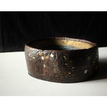 秋草蒔絵 古木桐火鉢/瓶掛　Q099 