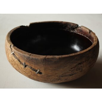 時代欅古木 銀鎹瓶掛/火鉢　X216 