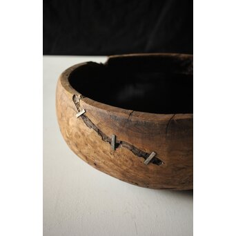 時代欅古木 銀鎹瓶掛/火鉢　X216 