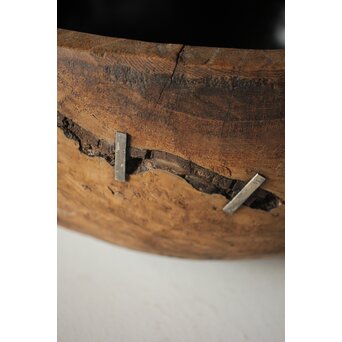 時代欅古木 銀鎹瓶掛/火鉢　X216 