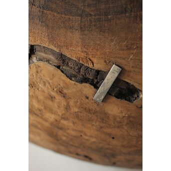 時代欅古木 銀鎹瓶掛/火鉢　X216 