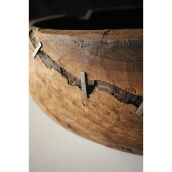 時代欅古木 銀鎹瓶掛/火鉢　X216 