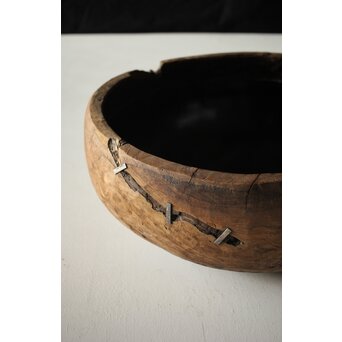 時代欅古木 銀鎹瓶掛/火鉢　X216 