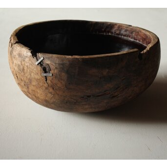 時代欅古木 銀鎹瓶掛/火鉢　X216 