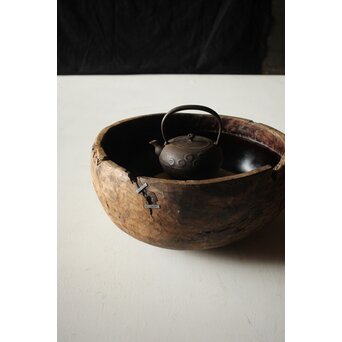 時代欅古木 銀鎹瓶掛/火鉢　X216 