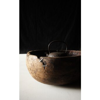 時代欅古木 銀鎹瓶掛/火鉢　X216 