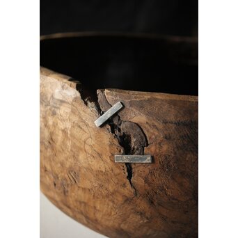 時代欅古木 銀鎹瓶掛/火鉢　X216 