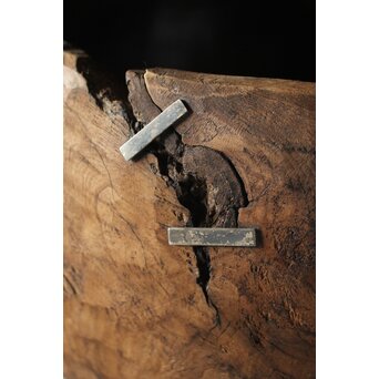 時代欅古木 銀鎹瓶掛/火鉢　X216 