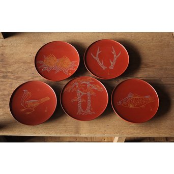 北原千鹿 祥瑞紋銘々皿　Q100 